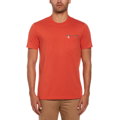 Chambray Tipped Fashion Tee (Red Clay) 