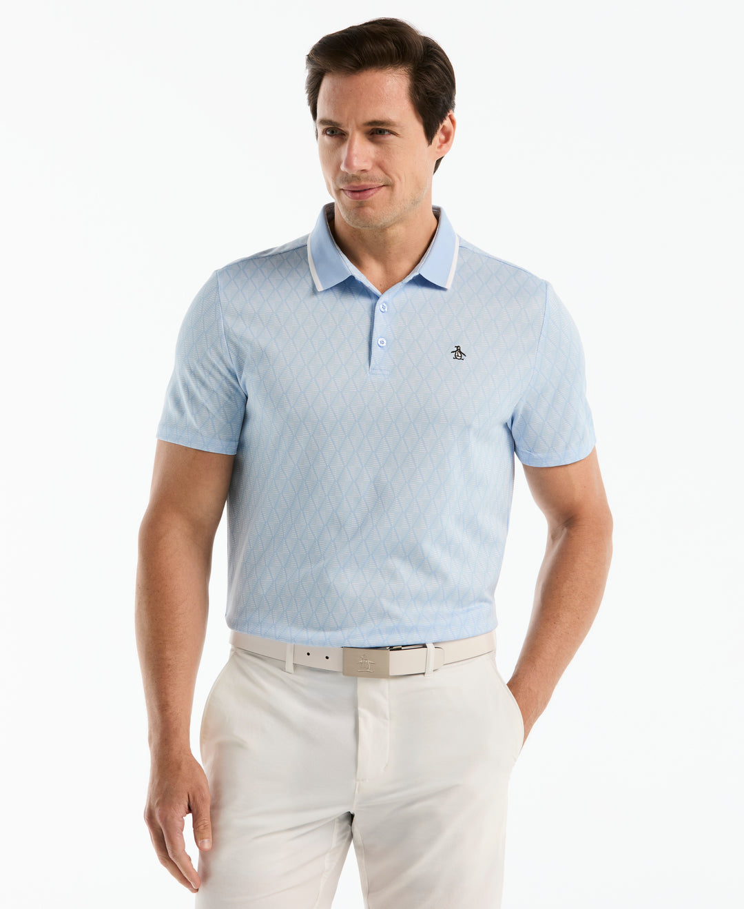 Check Jacquard Golf Polo-Golf Polos-Baby Blue Jay-S-Original Penguin