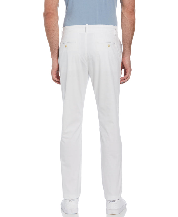 Cotton Blend Check Pattern Slim Fit Chino (Bright White) 