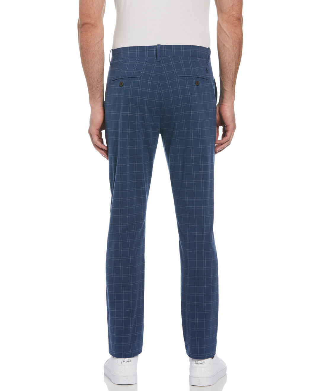Cotton Blend Check Pattern Slim Fit Chino (Sargasso Sea) 