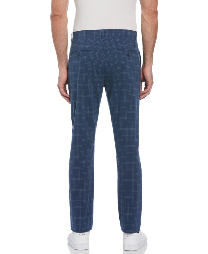 Cotton Blend Check Pattern Slim Fit Chino (Sargasso Sea) 