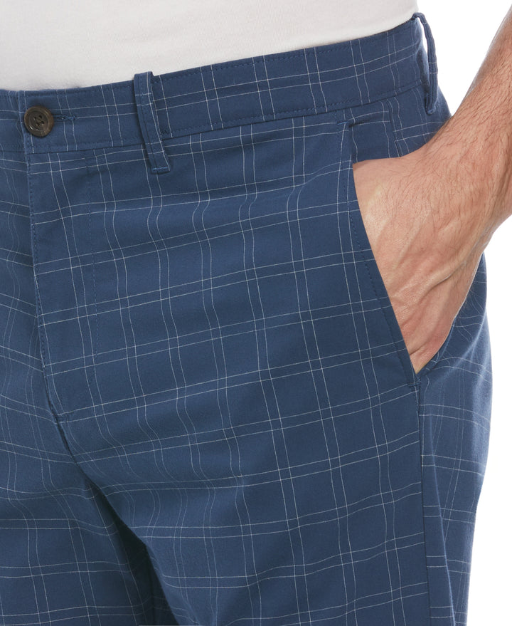 Cotton Blend Check Pattern Slim Fit Chino (Sargasso Sea) 