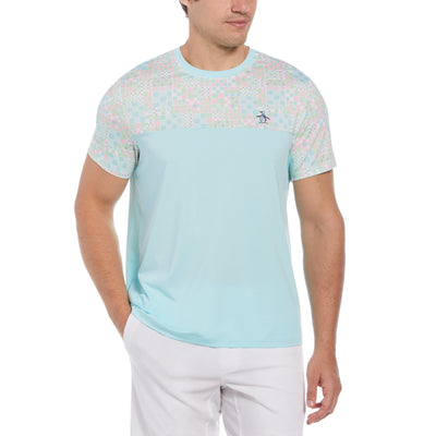 Checkerboard Block Performance Short Sleeve Tennis T-Shirt (Tanager Turquoise) 