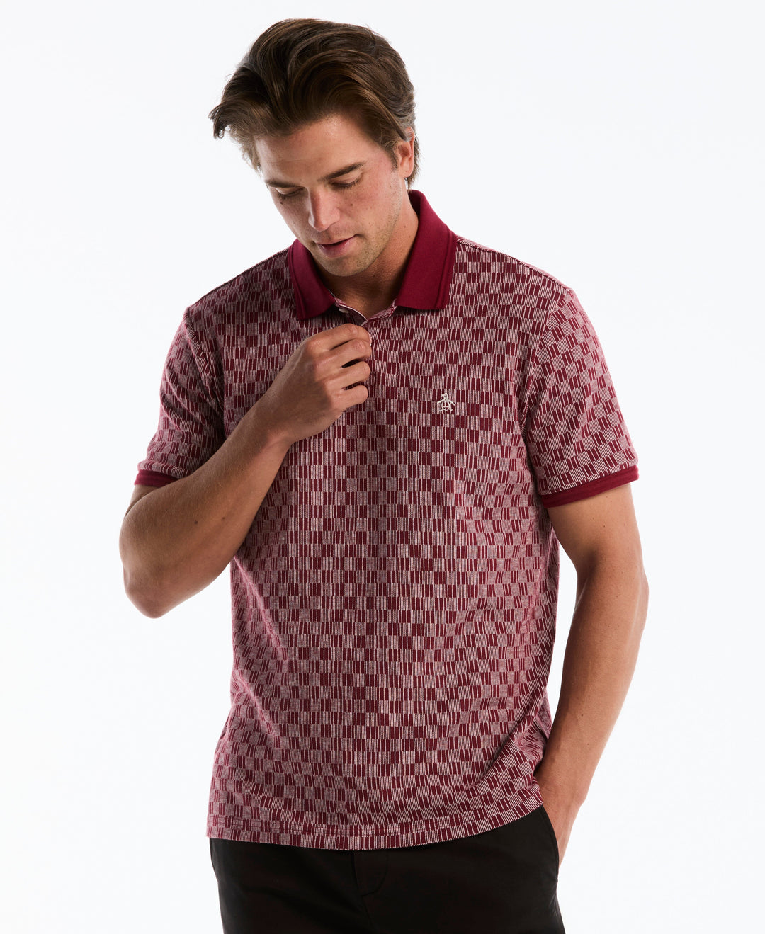 Checkered Jacquard Polo-Polos-Cabernet-XS-Original Penguin