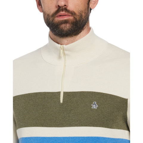 Chest Stripe 1/4 Zip Sweater (Birch) 