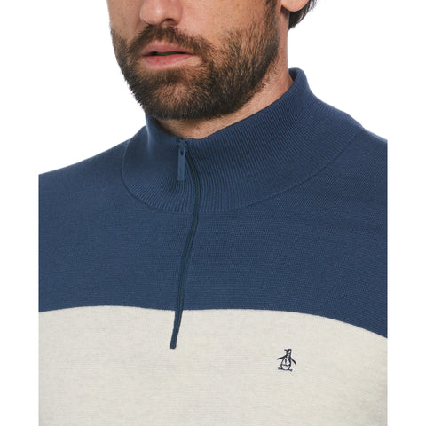 Chest Stripe 1/4 Zip Sweater (Dusty Olive) 