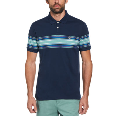 Chest Stripe Interlock Polo Shirt (Dress Blues) 