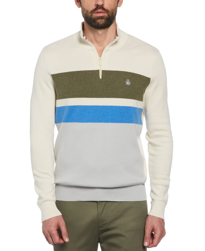 Chest Stripe 1/4 Zip Sweater (Birch) 
