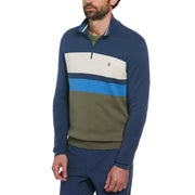 Chest Stripe 1/4 Zip Sweater (Dusty Olive) 
