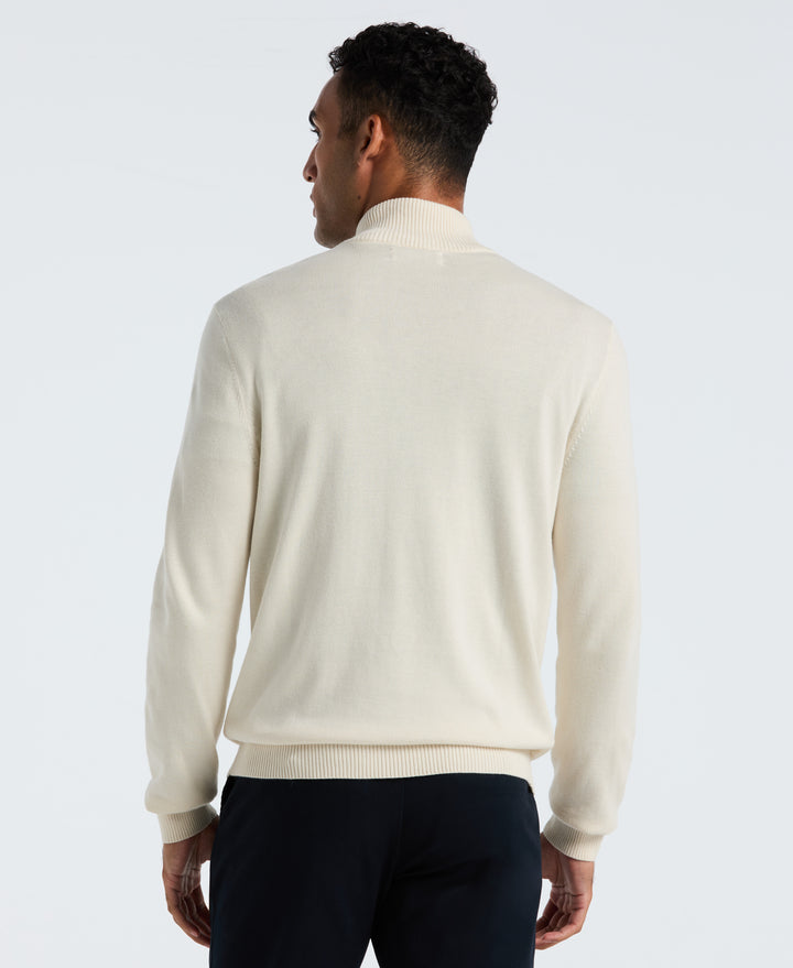 Cotton Engineered Chest Stripe 1/4 Zip Sweater (Birch) 