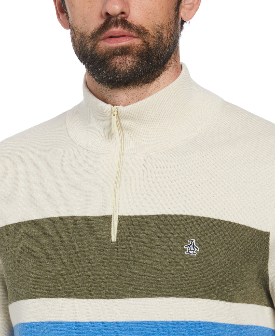 Chest Stripe 1/4 Zip Sweater (Birch) 