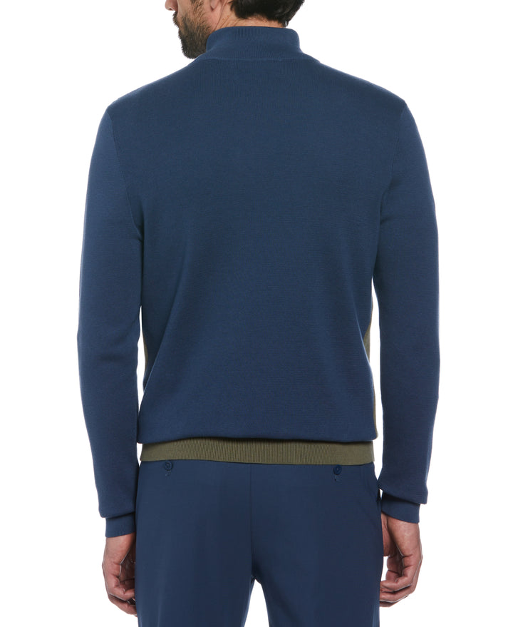 Chest Stripe 1/4 Zip Sweater (Dusty Olive) 