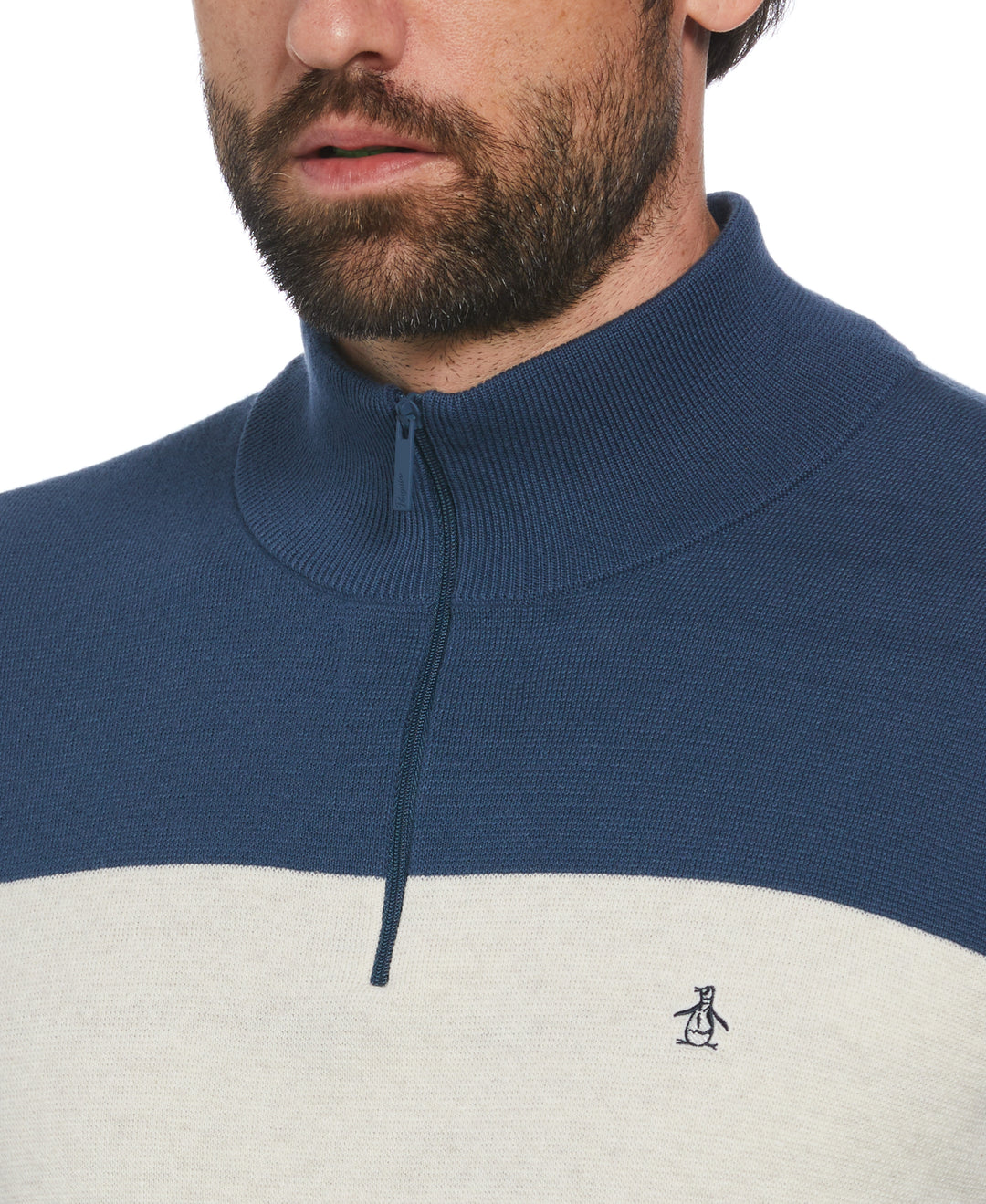 Chest Stripe 1/4 Zip Sweater (Dusty Olive) 