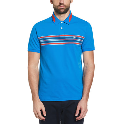 Chest Stripe Short Sleeve Polo Shirt (Imperial Blue) 