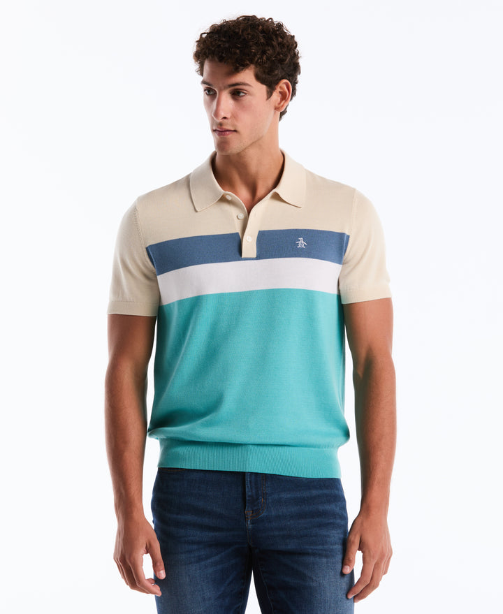 Cotton Chest Stripe Sweater Polo (Birch) 