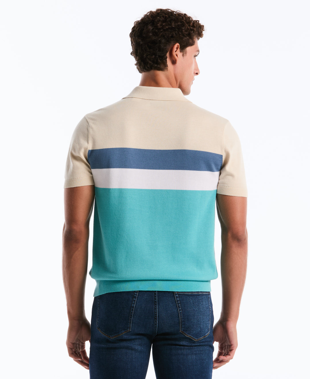 Cotton Chest Stripe Sweater Polo (Birch) 