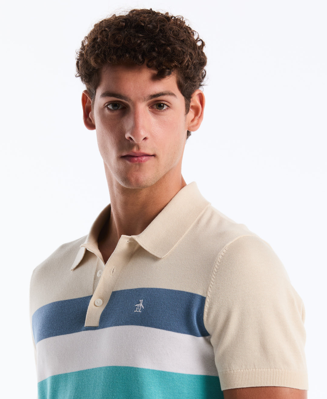 Cotton Chest Stripe Sweater Polo (Birch) 