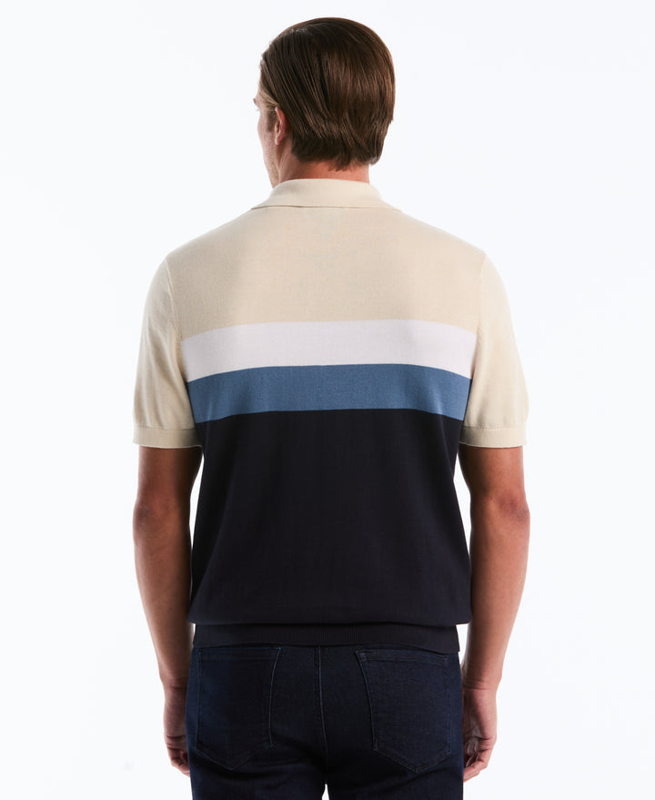 Cotton Chest Stripe Sweater Polo (Dark Sapphire) 