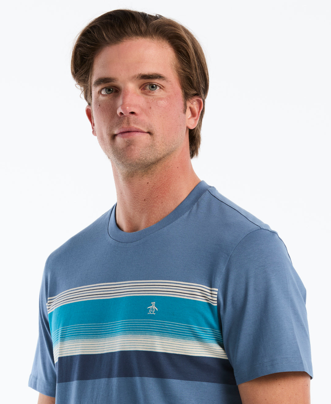 Cotton Jersey Chest Stripe Tee (Copen Blue) 
