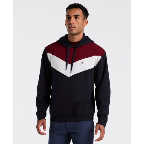 Chevron Color Block Fleece Hoodie (Dark Sapphire) 