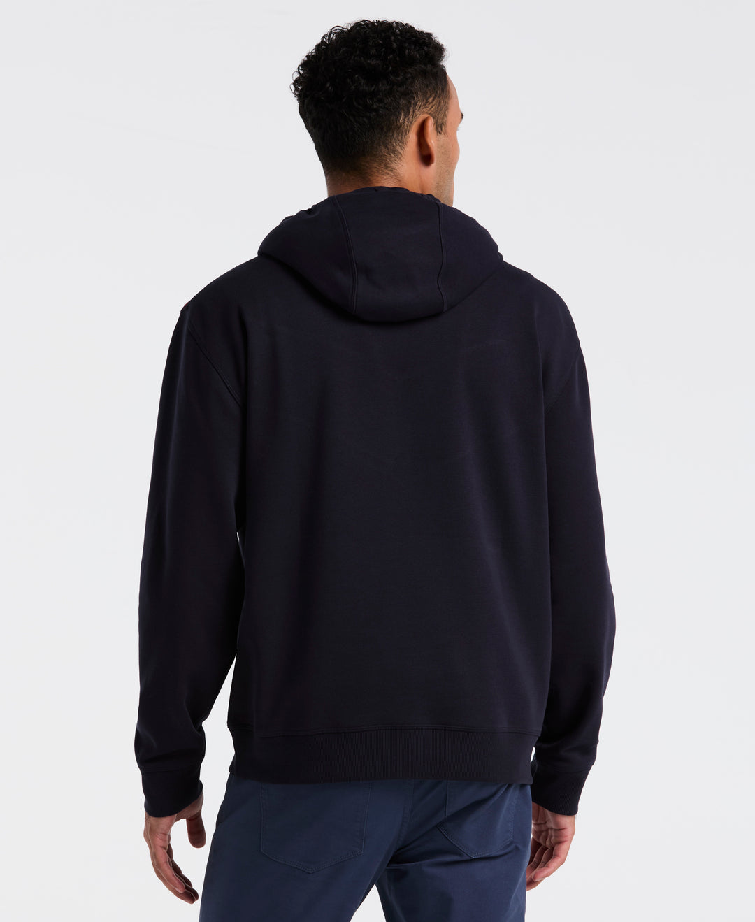 Chevron Color Block Fleece Hoodie (Dark Sapphire) 