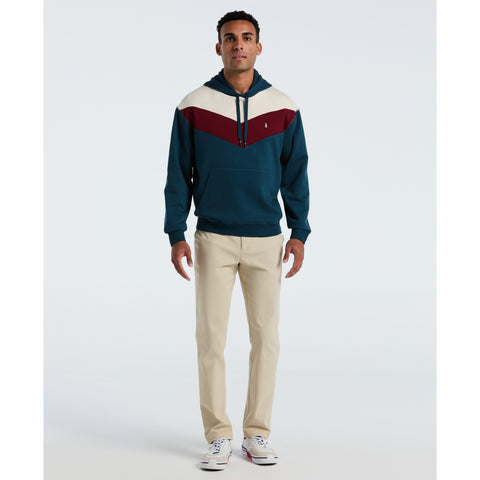 Chevron Color Block Fleece Hoodie (Reflecting Pond) 