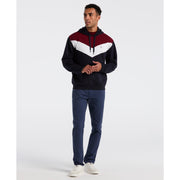 Chevron Color Block Fleece Hoodie (Dark Sapphire) 