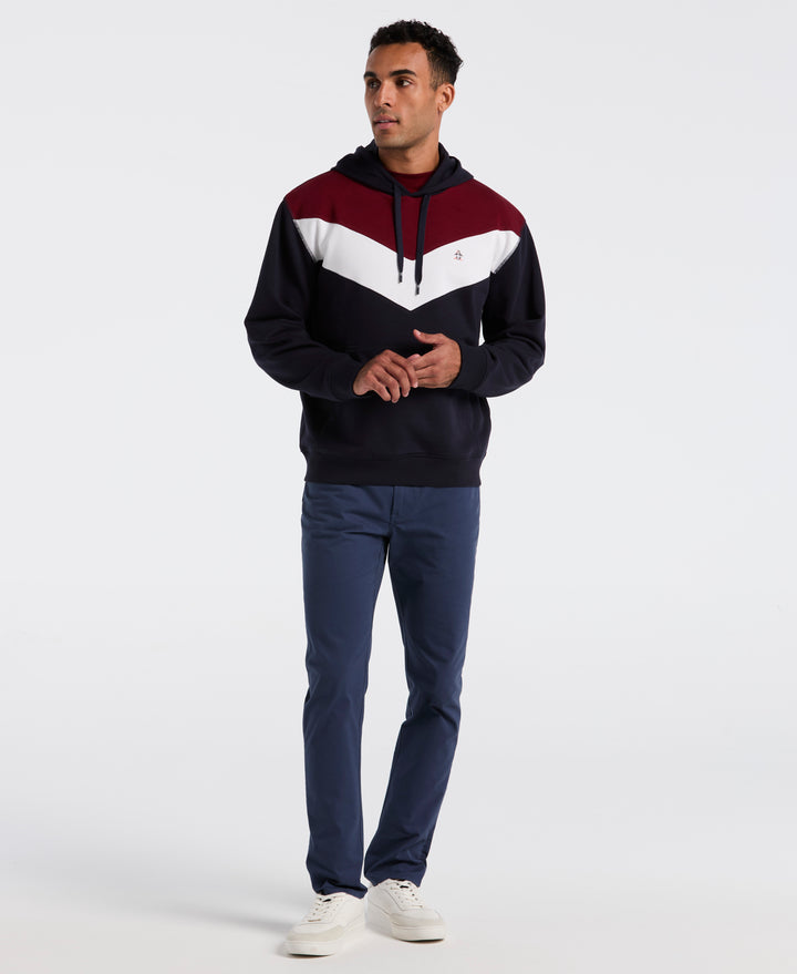 Chevron Color Block Fleece Hoodie (Dark Sapphire) 