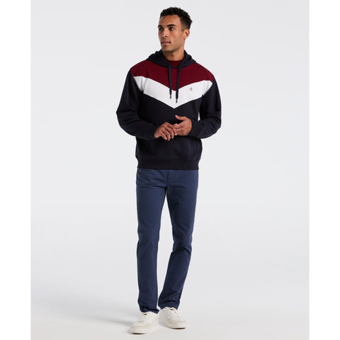 Chevron Color Block Fleece Hoodie (Dark Sapphire) 