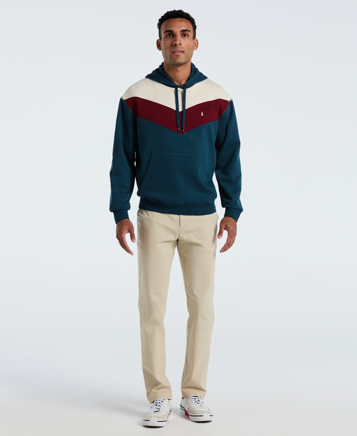 Chevron Color Block Fleece Hoodie (Reflecting Pond) 
