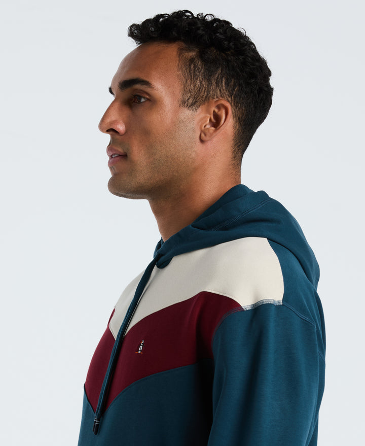 Chevron Color Block Fleece Hoodie (Reflecting Pond) 