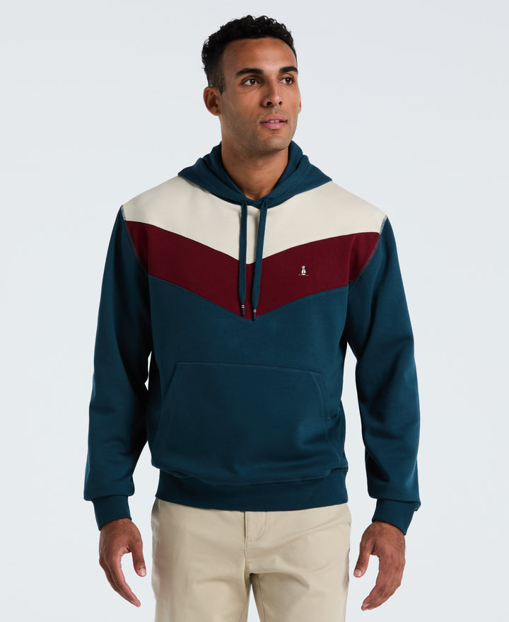 Chevron Color Block Fleece Hoodie (Reflecting Pond) 