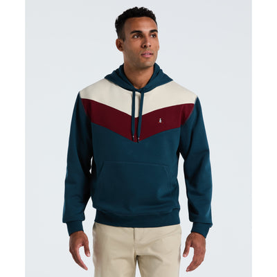 Chevron Color Block Fleece Hoodie (Reflecting Pond) 