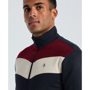 Chevron Colorblock Fleece Track Jacket-Outerwear-Original Penguin