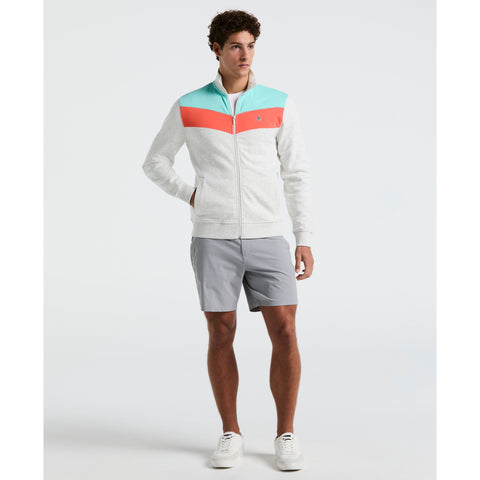 Chevron Colorblock Fleece Track Jacket (Light Grey Melange) 