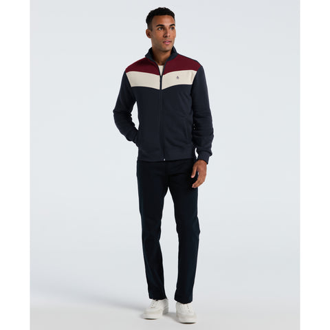 Chevron Colorblock Fleece Track Jacket-Outerwear-Original Penguin