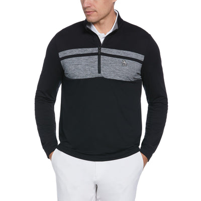 Color Block Quarter Zip Long Sleeve Golf Jumper (Caviar) 