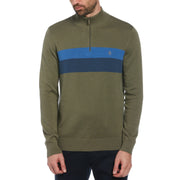 Color Block 1/4 Zip Sweater (Dusty Olive) 