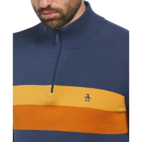 Color Block 1/4 Zip Sweater (Sargasso Sea) 
