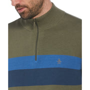 Color Block 1/4 Zip Sweater (Dusty Olive) 