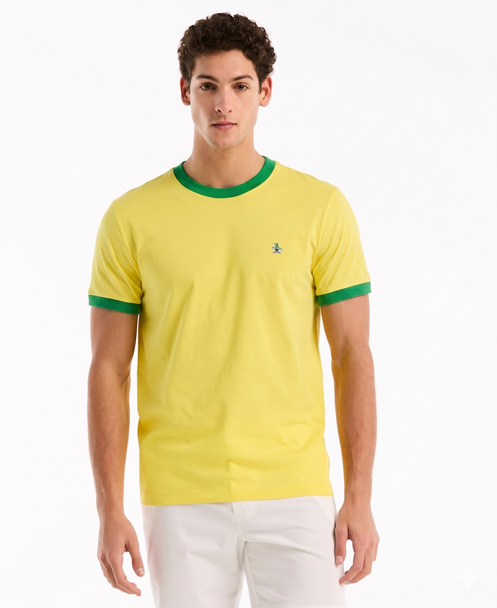 Color Block Cotton Tee Brazil Edition-Tees-Blazing Yellow-XS-Original Penguin