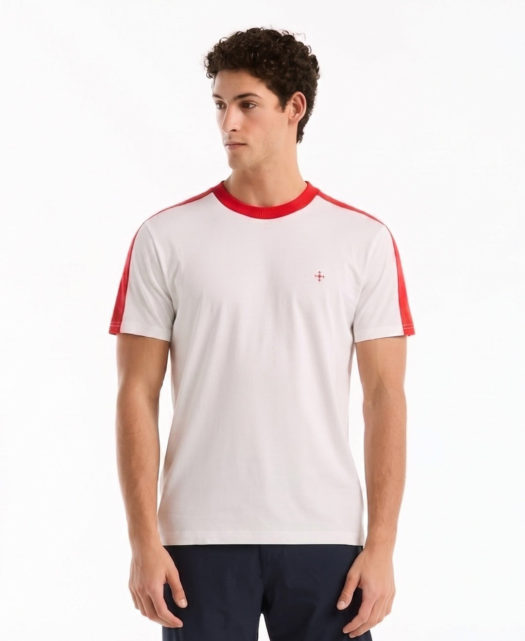 Color Block Cotton Tee England Edition-Tees-Bright White-XS-Original Penguin