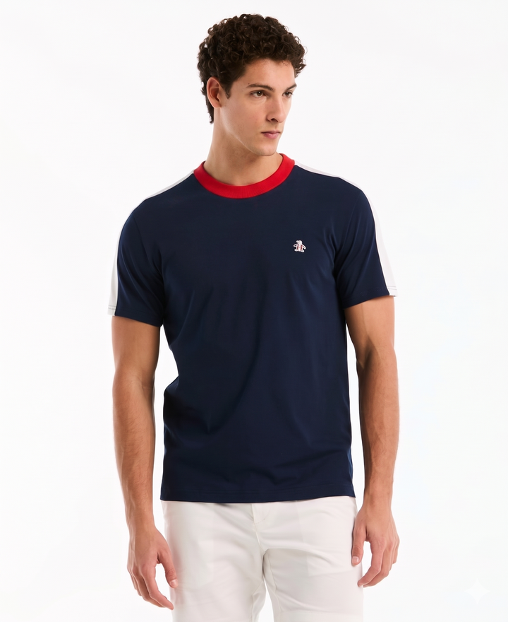 Color Block Cotton Tee France Edition-Tees-Pageant Blue-XS-Original Penguin