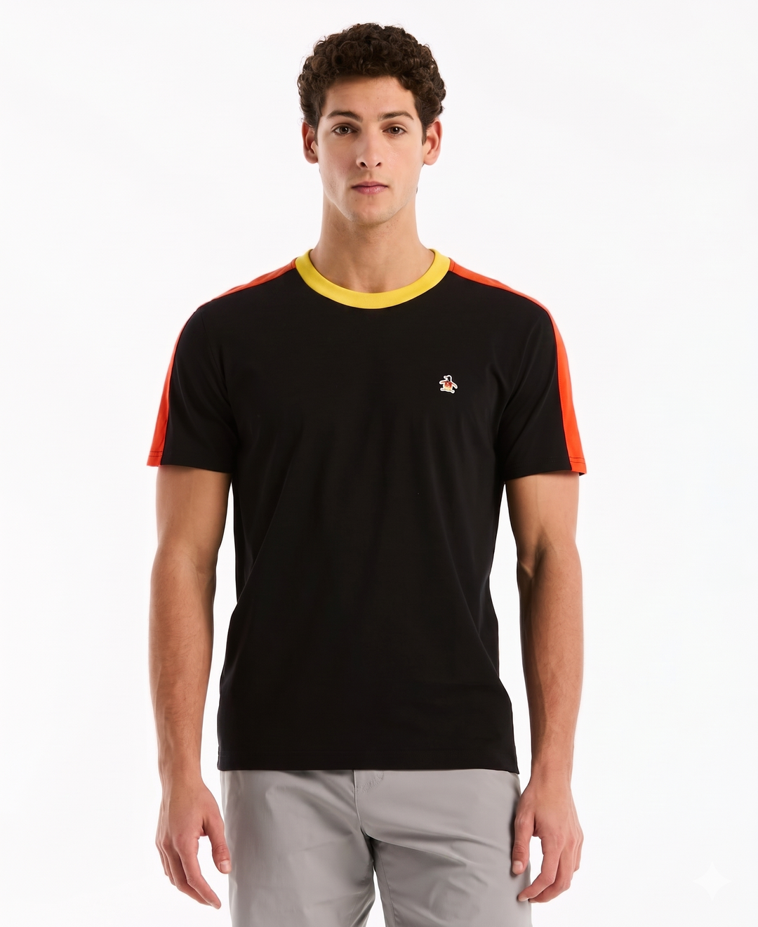 Color Block Cotton Tee Germany Edition-Tees-True Black-XS-Original Penguin