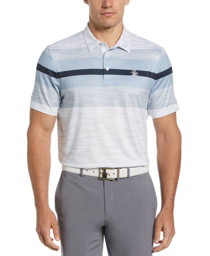 Color Block Engineered Marl Stripe Polo (Bright White) 