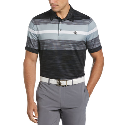 Color Block Engineered Marl Stripe Polo (Caviar) 