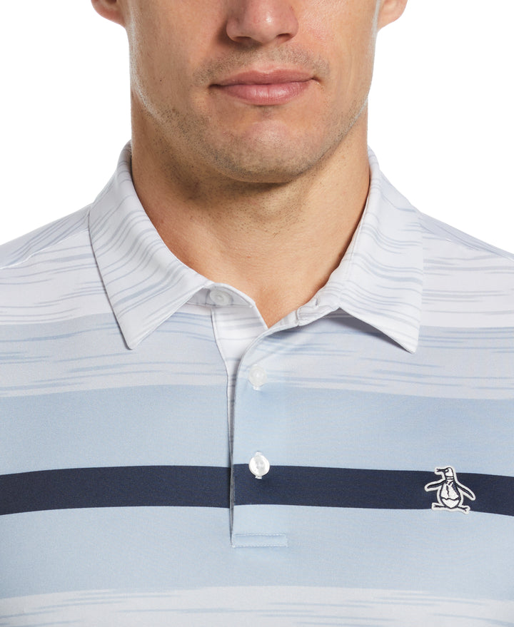 Color Block Engineered Marl Stripe Polo (Bright White) 