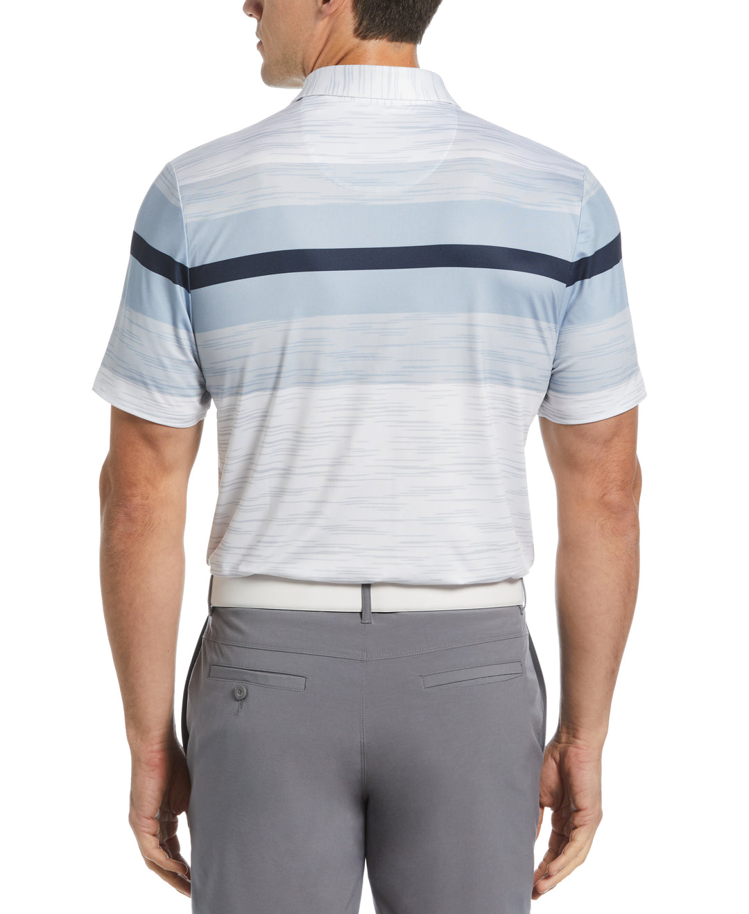 Color Block Engineered Marl Stripe Polo (Bright White) 