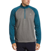 Color Block Fleece 1/4 Zip Raglan Sleeve Pullover Sweater (Corsair Htr) 