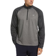 1/4 Zip Raglan Color Block Pullover  (Dark Caviar Heather) 